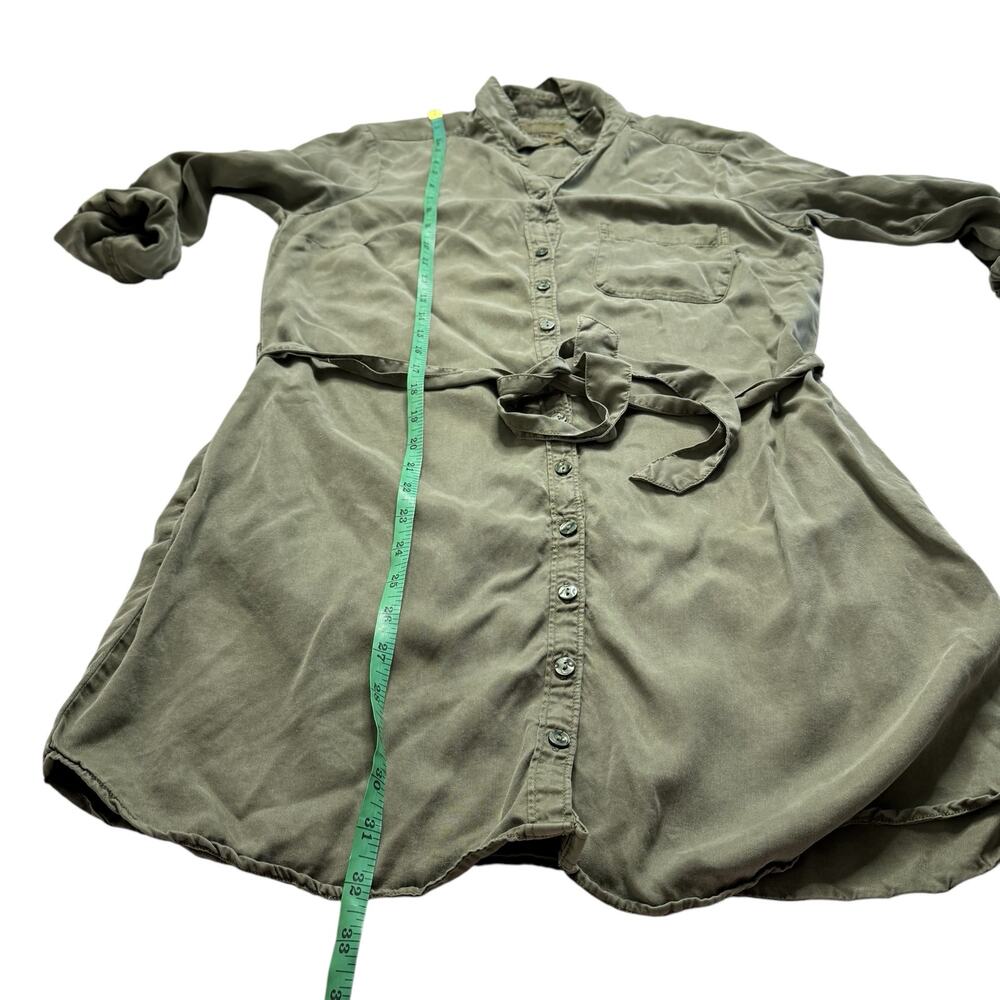 ABERCROMBIE & FITCH Army Green Utility Belted Mini Shirt Dress Sz Medium Petite - Picture 9 of 10